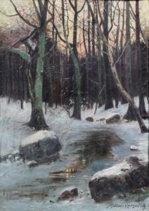 MULLER KURZWELLY Konrad Alexander 1855-1914,Strumyk w lesie zimą,Rempex PL 2023-02-08
