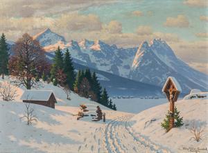 MULLER LANDECK Fritz 1865-1942,A sunny winter's day,im Kinsky Auktionshaus AT 2021-12-14