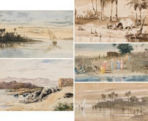 MULLER Leopold Carl,Ägyptische Ansichten (5 Stück),1880/81,im Kinsky Auktionshaus 2023-11-28