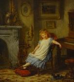 MULLER ROBERT ANTOINE 1821-1883,Internior scene with a young girl teasing a kit,Golding Young & Co. 2019-08-28