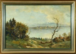 MULLER Robert 1920-2003,Blick über den Chiemsee auf die Fraueninsel,20th century,Allgauer 2023-01-13