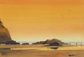 MULVEY Charles 1918-2002,Coastal sunset with figures,John Moran Auctioneers US 2022-01-18