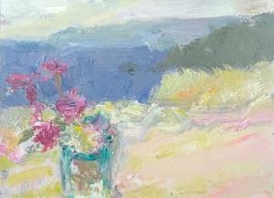 MUMFORD ALICE 1965,Floral Still Life with Rural Landscape Beyond,2016,David Lay GB 2020-06-11