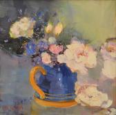 MUMFORD Jenni 1949,Blue Vase with Roses,Leonard Joel AU 2015-12-01