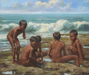 MUNADI 1952,Bambini nudi sulla spiaggia,2001,Bertolami Fine Arts IT 2020-01-16