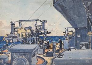 MUNCASTER Claude Graham 1903-1974,H.M.S. Rodney, in the Med,1938,Tooveys Auction GB 2016-06-15