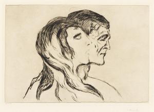 MUNCH Edvard 1863-1944,Hode ved hode,1905,Swann Galleries US 2024-03-14