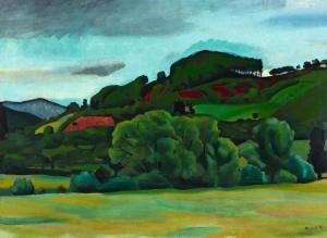 MUND Hugo 1892-1962,Green Landscape,1916,Kieselbach HU 2017-12-18