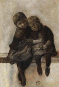 MUNDT Emilie 1849-1922,Portrait of two seated children,Bruun Rasmussen DK 2022-05-02