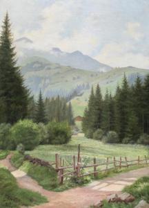 MUNDT Emilie 1849-1922,Scenery from Berner-Oberland in Switzerland,1913,Bruun Rasmussen 2024-04-08