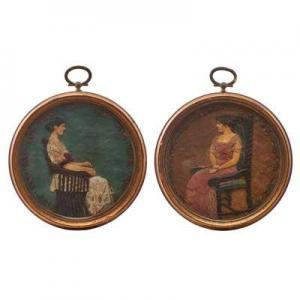MUNDY Ethel Frances 1876-1964,Pair of wax portrait miniatures depictin,Rago Arts and Auction Center 2018-10-21
