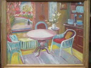 MUNDY Kenneth Roland James,An interior scene of a breakfast room with a view ,Cheffins 2021-03-11