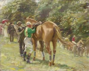 MUNNINGS Alfred James 1878-1959,Tightening the girth,1912,Christie's GB 2002-11-27