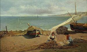 MUNOZ M 1800-1800,Sail on a Shoreline,Clars Auction Gallery US 2014-05-18