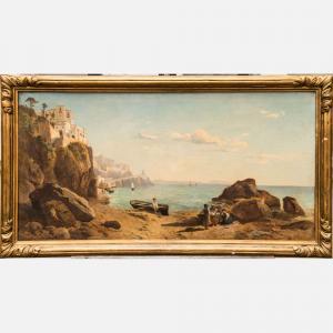 MUNSCH Leopold 1826-1888,Amalfi with fishers and maidens at the coast,Deutsch AT 2024-02-15
