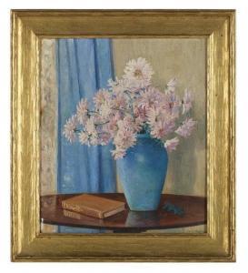 MUNSON TONKIN Linley 1877-1932,Still Life of Daisies in a Blue Vase,New Orleans Auction 2020-05-01