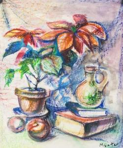 MUNTER 1900-1900,still-life scene with a potted plant and a jug sit,888auctions CA 2021-06-17