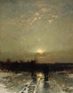 MUNTHE Ludwig 1841-1896,A figure in a frozen moonlit landscape,Bonhams GB 2021-11-16