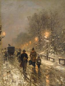 MUNTHE Ludwig 1841-1896,An evening snow covered street scene,1892,Bonhams GB 2021-11-16