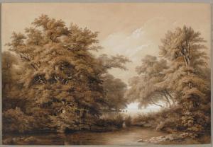 MUNTZBERGER Jean Baptiste 1794-1878,River landscape with trees,Galerie Koller CH 2017-06-28