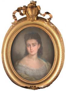 MURATON Alphonse Frédéric,Portrait de jeune femme brune,1871,Saint Germain en Laye encheres-F. Laurent 2020-10-11