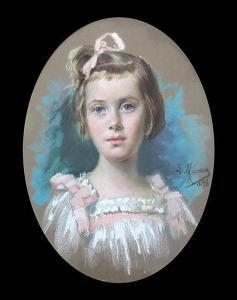 MURATON Louis 1850-1901,Portrait of a young girl with ribbon in her hair,1898,Gorringes 2015-09-03