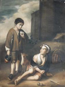 MURILLO Bartolome Esteban 1617-1682,Two Spanish Boys with a Puppy in a Landscape,Cheffins 2008-11-26