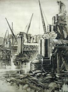 Murray Acton Adams,The Demolition of the Waterloo Bridge,1936,Cheffins GB 2018-01-18