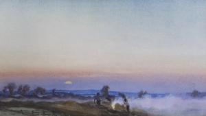 MURRAY George 1875-1933,Figures burning hay at sunset,Gorringes GB 2022-09-12