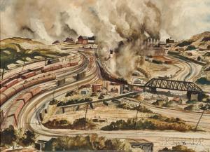 MURRAY Martin Joseph 1908-1997,Railroad Yard,1952,Skinner US 2016-01-22