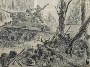 Murray Patrick 1938-2006,A battle scene depicting German Fallschirmjeger tr,Rosebery's GB 2011-10-08