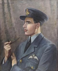 MURRAY Robert 1822-1893,portrait of an RAF officer smoking a pipe,1946,Ewbank Auctions GB 2021-03-25