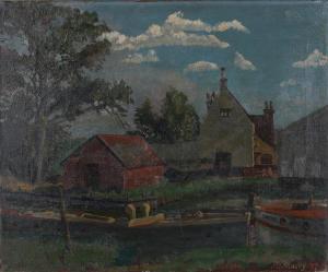 MURRY Richard Arthur Crossthwaite 1902-1984,Canal Scene with Barges and Buildi,1937,Tooveys Auction 2022-05-11