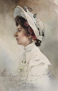 MURZANOV Ivan Alekseyevich 1868-1918,A profile portrait of a young woman,1906,Bonhams GB 2011-06-08