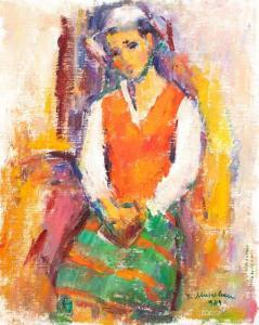 MUSCELEANU Ion 1903-1997,Woman in Interior,1989,Artmark RO 2024-04-17