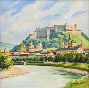 MUSIL Leopold 1920-1997,landscape of castle,20th century,888auctions CA 2018-09-27