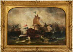 MUSIN Francois Etienne 1820-1888,A battle at sea,Uppsala Auction SE 2023-12-12
