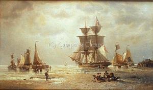 MUSIN Francois Etienne 1820-1888,Bateaux près de la côte d'Ostende,Campo & Campo BE 2016-03-15