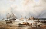 MUSIN Francois Etienne 1820-1888,Marine tourmentée avec retour de pêche,Horta BE 2021-04-19