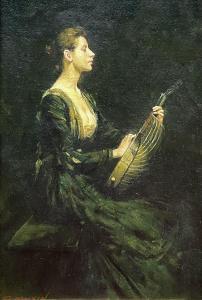 MUSIN Paul 1900-2000,Fashionable Lady in Green Playing Neapolit,20th Century,David Duggleby Limited 2022-11-25