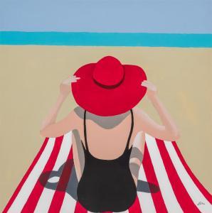 MUSSELMAN KEN,Woman with Red Hat at the Beach,Shannon's US 2019-06-20