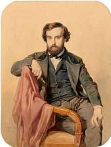 MUSSINI Luigi 1813-1888,Portrait d'homme assis,1851,Beaussant-Lefèvre FR 2019-12-06