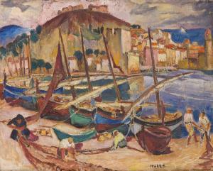 MUTER Marie Melania 1876-1967,Fishermen in port in Collioure,1925,Desa Unicum PL 2024-03-21