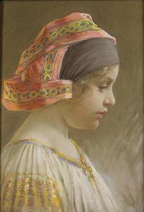 MUTTICH Kamil Vlasdislav 1873-1924,A Portrait of a Girl in Profile,1917,Palais Dorotheum 2010-03-06