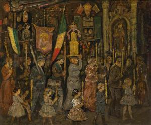 MYERS Jerome 1867-1940,Religious Procession, Italian Quarter,1930,Swann Galleries US 2023-09-21
