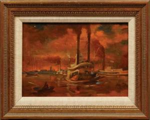 Myrick Burny 1919,New Orleans Harbor Scene,1973,Neal Auction Company US 2021-10-06