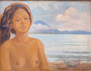 MYSTKOWSKI Czeslaw,A young Balinese woman at the beach in Sanur, Bali,1937,Venduehuis 2020-11-18