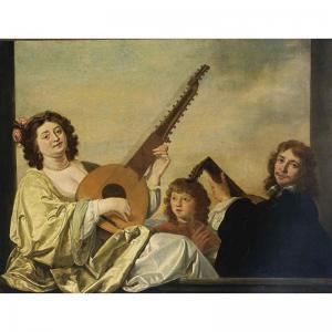 MYTENS Isaac 1602-1666,AN ELEGANT COUPLE PLAYING A THEORBO-LUTE AND A LUT,Sotheby's GB 2003-11-04