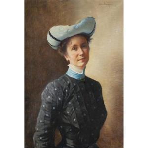 NØRREGAARD Asta Eline J 1853-1933,Portrait of a Lady in a Blue Hat,William Doyle US 2009-06-03