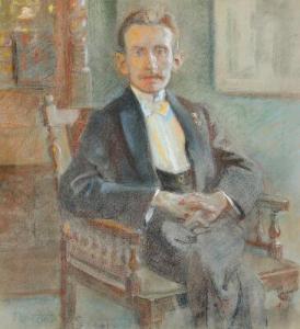 NøRRETRANDERS Johannes 1871-1957,Portrait of a gentleman,Bruun Rasmussen DK 2022-04-04